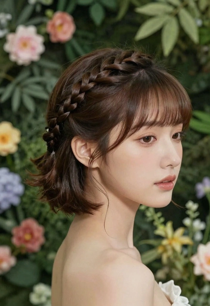 18 Short Hair Wedding Styles Ideas: Chic Bridal Looks - 16. Side-Braid with Short Hair 1