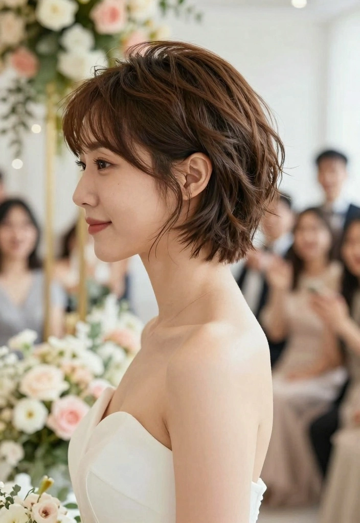 18 Short Hair Wedding Styles Ideas: Chic Bridal Looks - 18. Short Hair with Natural Texture 1