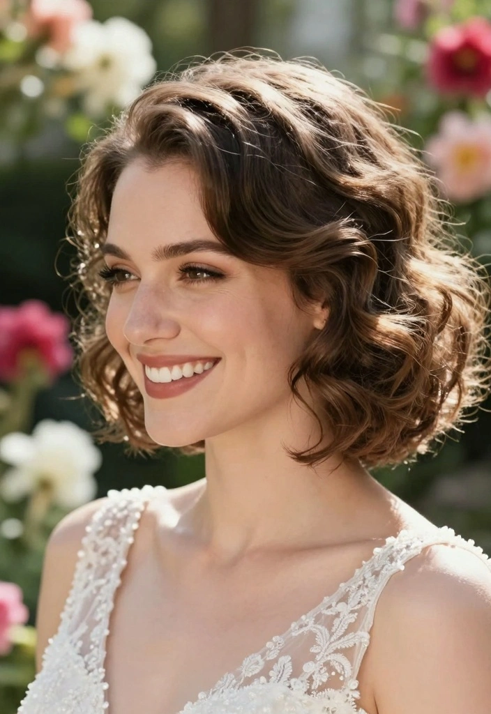 18 Short Hair Wedding Styles Ideas: Chic Bridal Looks - 6. Textured Bob with Waves 1