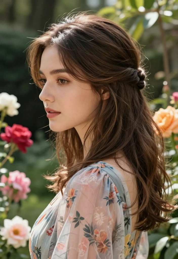 18 Shoulder Length Layered Hair Ideas Balanced Volume - 10. Half-Up Half-Down Elegance 1