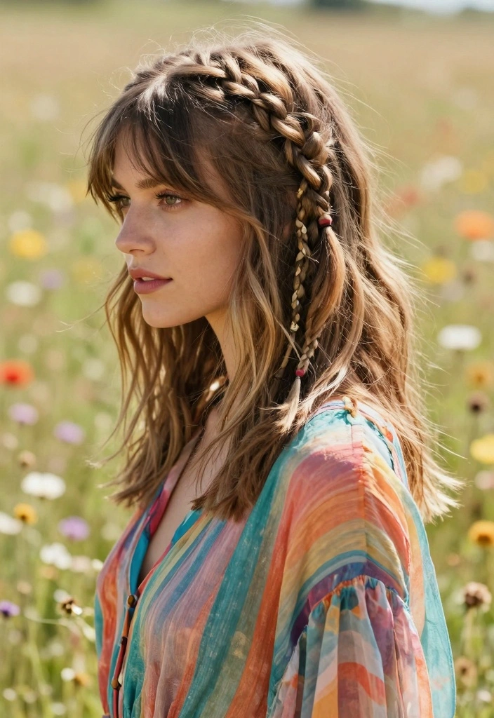 18 Shoulder Length Layered Hair Ideas Balanced Volume - 11. Braided Layers for Boho Chic 1