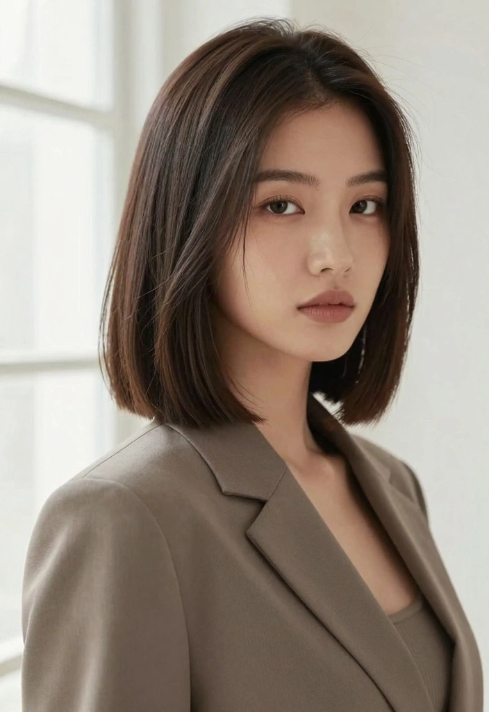 18 Shoulder Length Layered Hair Ideas Balanced Volume - 2. Blunt Cut with Subtle Layers 1