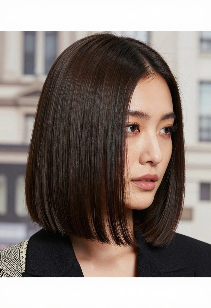 18 Straight Short Hair Ideas for a Sleek Minimal Style - 16. Minimalistic Half-Up Style 1