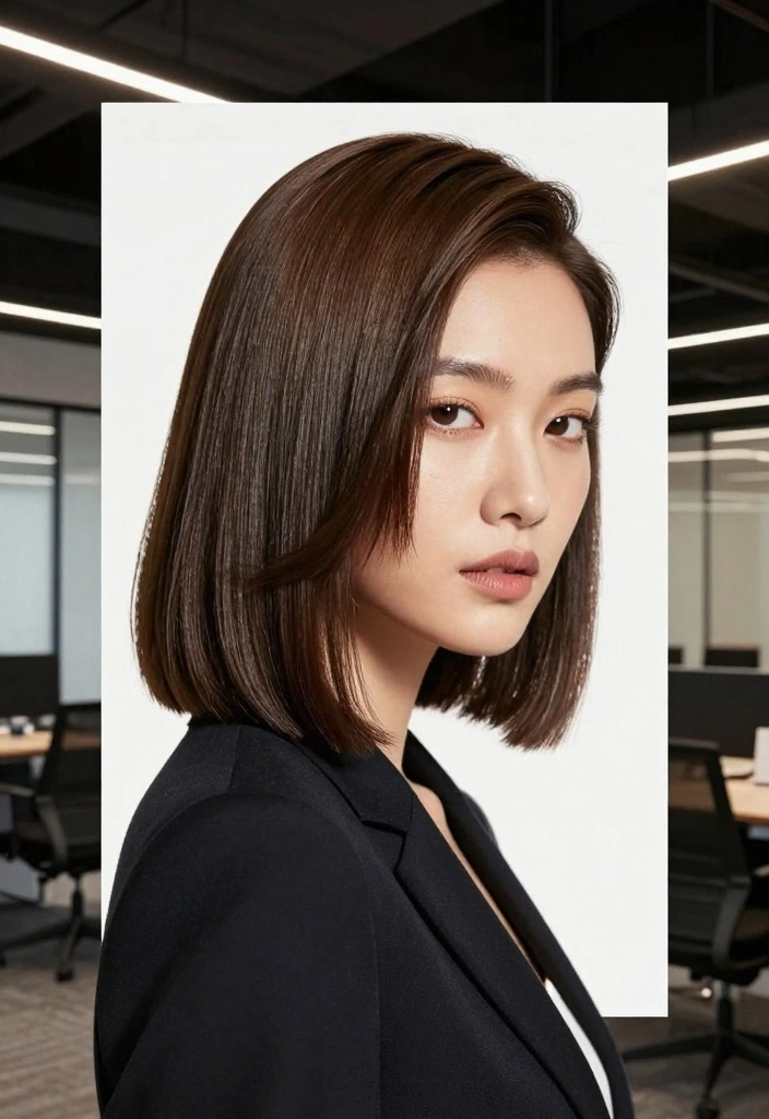 18 Straight Short Hair Ideas for a Sleek Minimal Style - 18. Polished Side Part 1