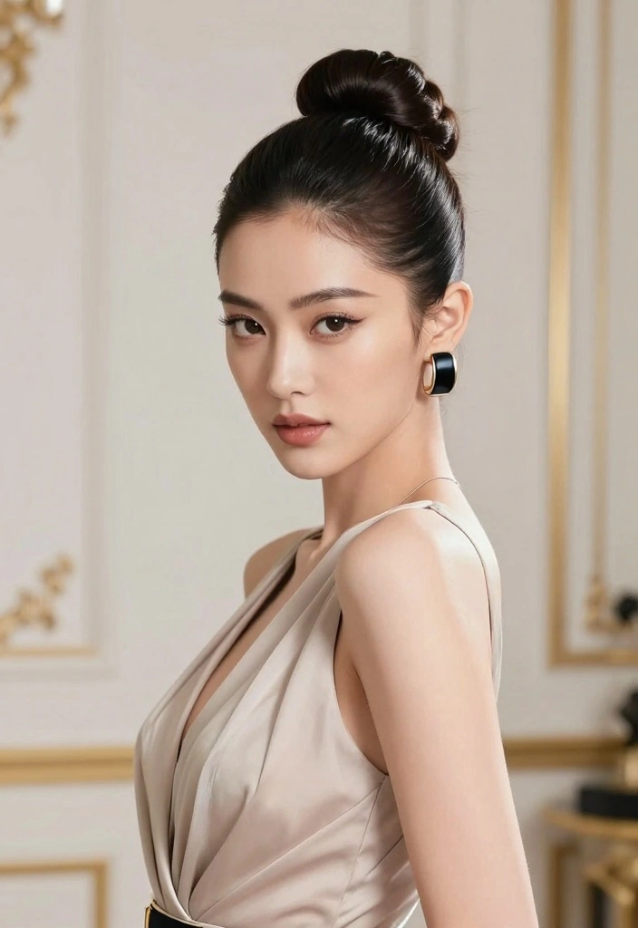 18 Straight Short Hair Ideas for a Sleek Minimal Style - 7. Sleek Updo 1