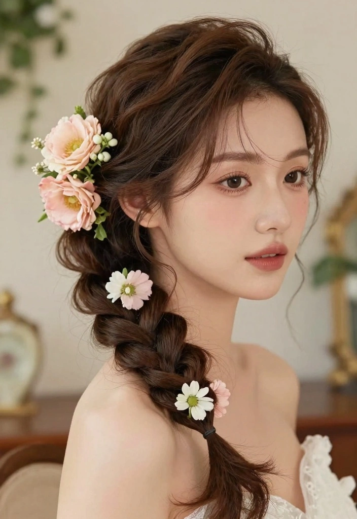 18 Vintage Bridal Hair Ideas Timeless Romance - 1. Twisted Floral Updo 1