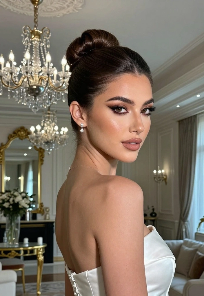 18 Wedding Hair Bun Ideas: Elegant Timeless Updos - 10. The Sleek High Bun 1