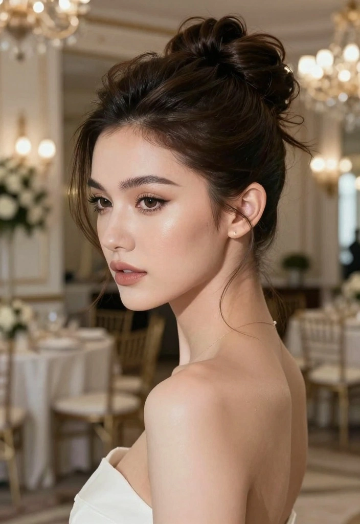 18 Wedding Hair Bun Ideas: Elegant Timeless Updos - 13. The Dramatic High Bun 1