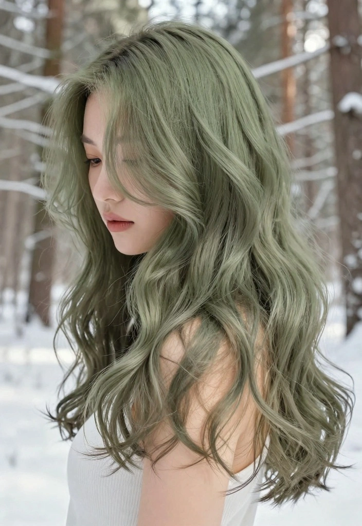 18 Winter Hair Color Ideas Trending Now: Sustainable Styles for Eco-Conscious Consumers - 14. Earthy Olive Green 1