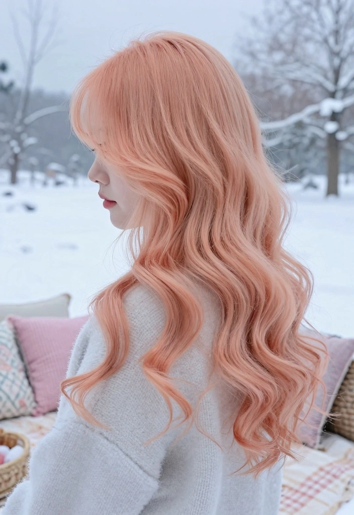 18 Winter Hair Color Ideas Trending Now: Sustainable Styles for Eco-Conscious Consumers - 17. Sweet Peach 1