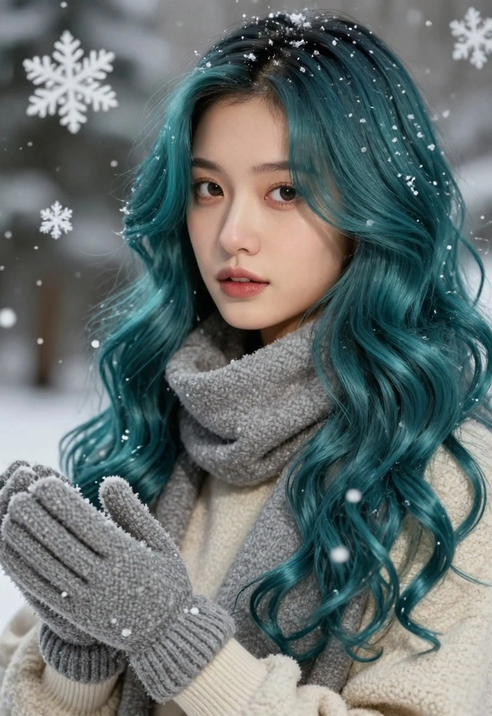18 Winter Hair Color Ideas Trending Now: Sustainable Styles for Eco-Conscious Consumers - 7. Cool Teal Tips 1