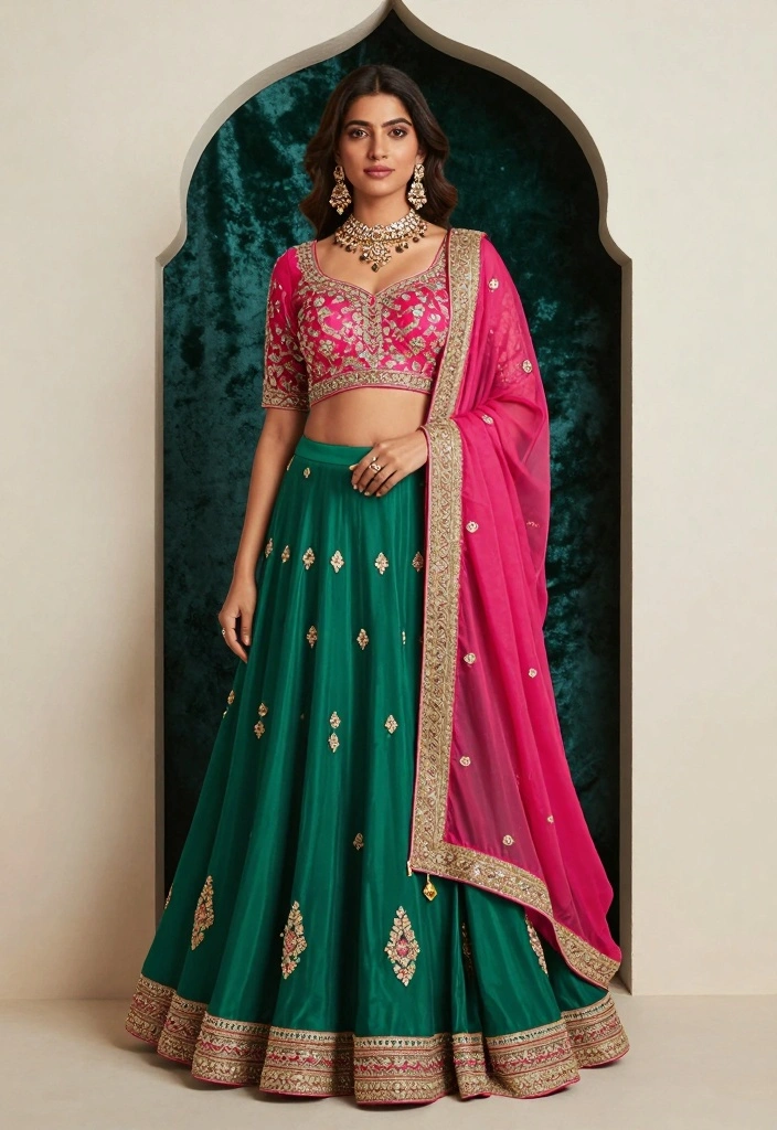 14 Bollywood Theme Party Outfit Ideas For Women - 1. Glimmering Lehenga Choli 1