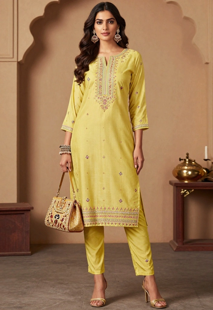 14 Bollywood Theme Party Outfit Ideas For Women - 13. Festive Kurta with Trousers 1