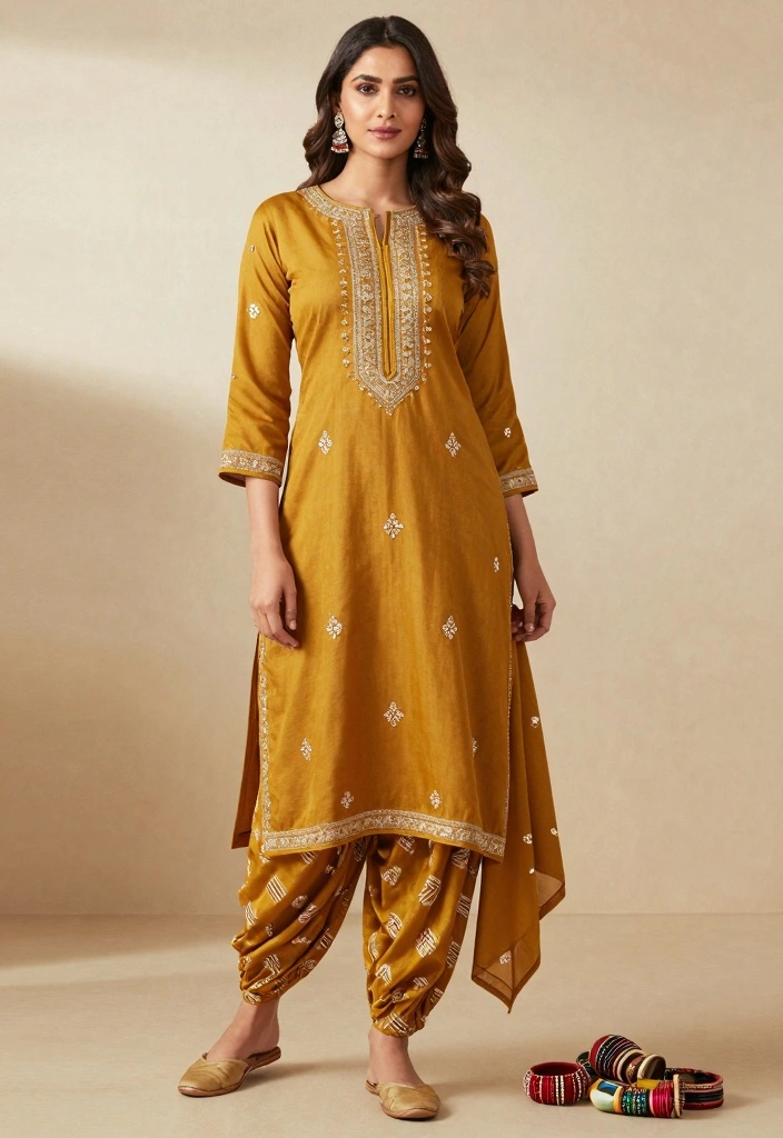 14 Bollywood Theme Party Outfit Ideas For Women - 6. Stylish Kurti and Dhoti Combo 1