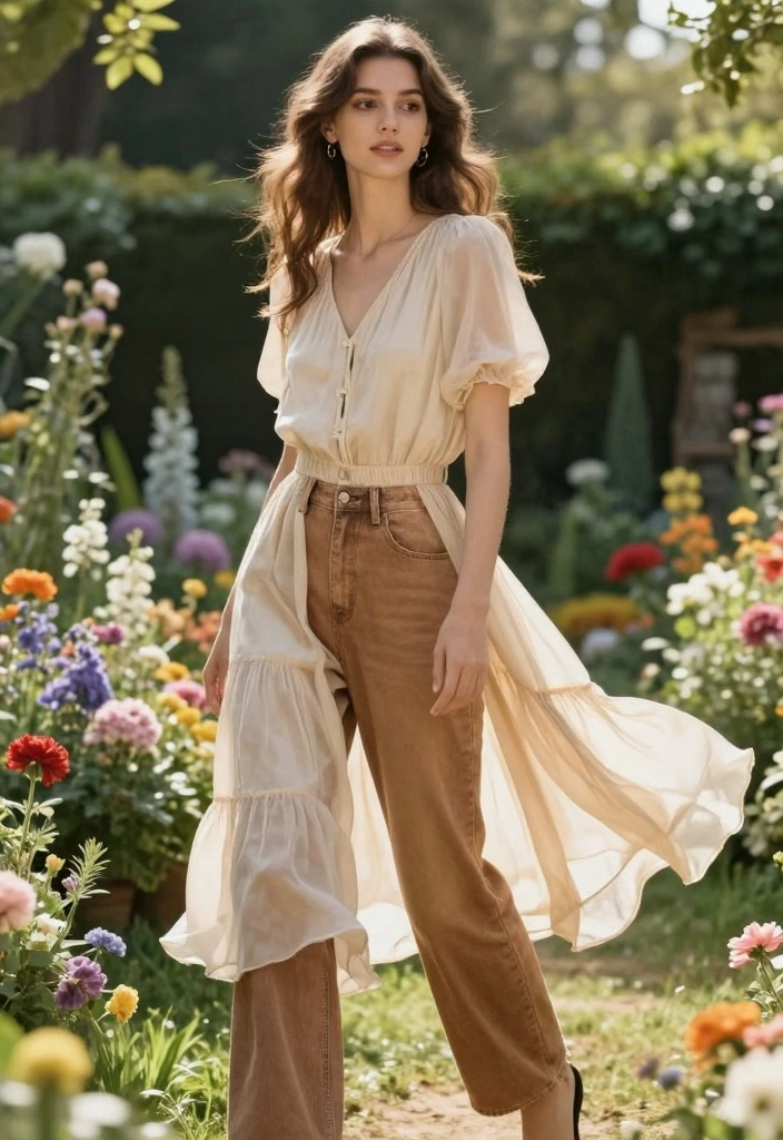 14 Brown Jeans Outfit Aesthetic Ideas For Women - 13. Elegant Midi Dress Over Brown Jeans 1