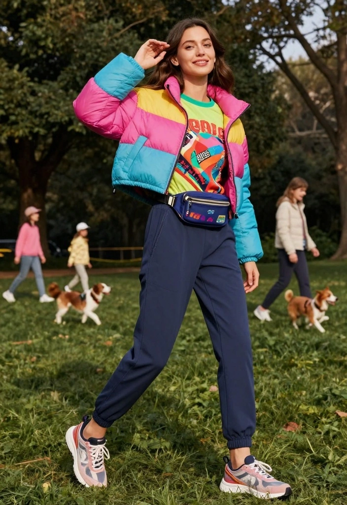 14 Cropped Puffer Jacket Outfit Ideas For Women For Cold Days - 2. Sporty Chic Vibes 1