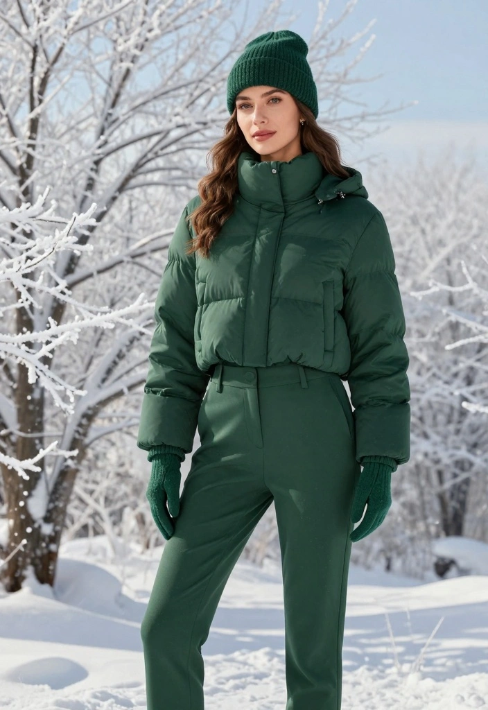 14 Cropped Puffer Jacket Outfit Ideas For Women For Cold Days - 4. Monochrome Magic 1