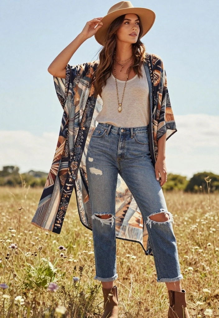 14 Levi Jeans Outfit Ideas For Women That Never Fail - 3. Boho Chic Layers 1