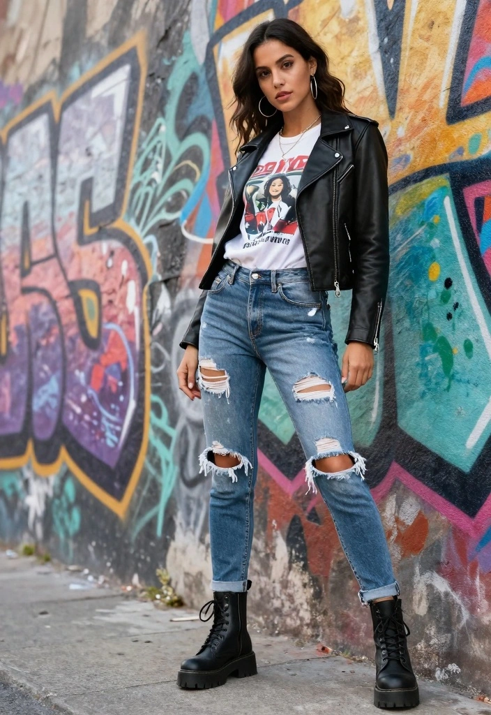 14 Levi Jeans Outfit Ideas For Women That Never Fail - 6. Edgy Street Style 1