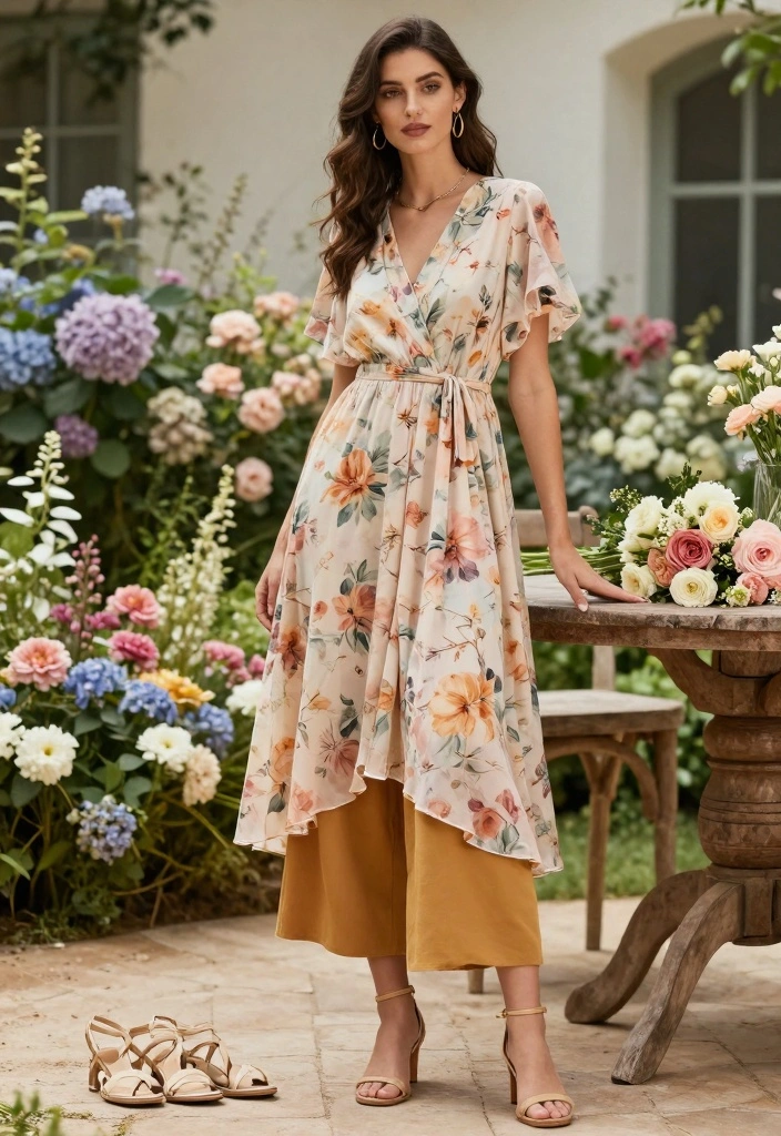 14 Mustard Pants Outfit Ideas For Women With Warm Tone - 11. Feminine Touch with a Midi Dress 1