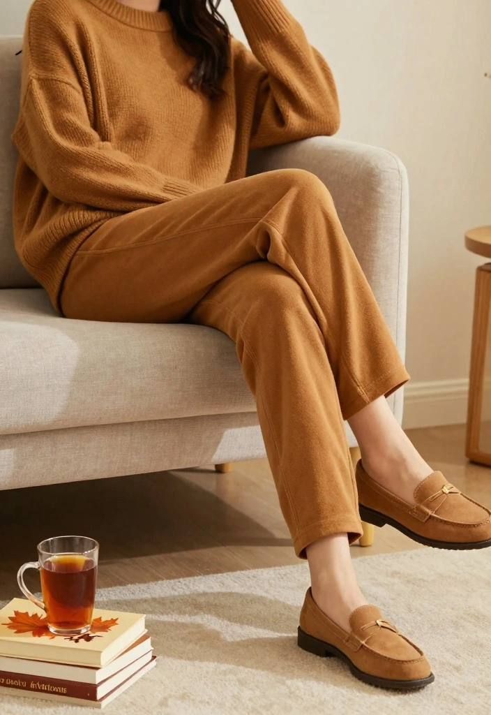 14 Mustard Pants Outfit Ideas For Women With Warm Tone - 13. Soft Textures with a Knit Sweater 1