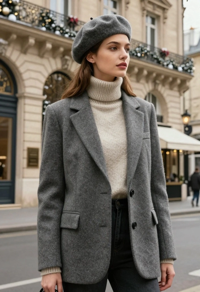 14 Paris Winter Outfit Ideas For Women With Chic Layers - 6. Classic Blazer with Winter Accessories 1
