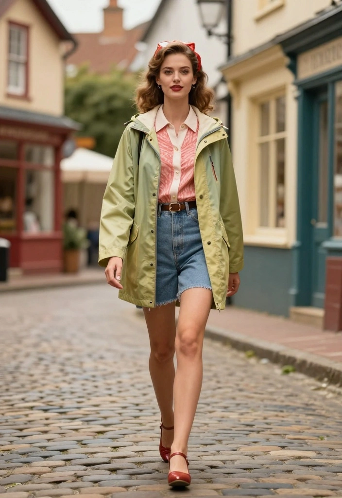 14 Rain Jacket Outfit Ideas for Women with Practical Style - 12. Vintage-Inspired Look 1
