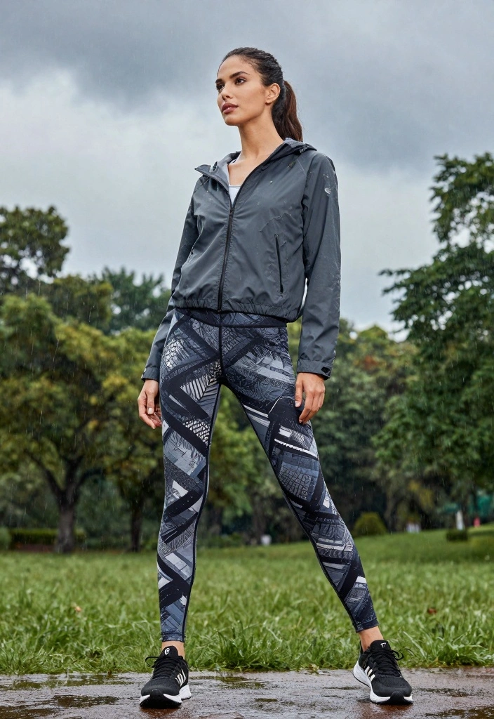 14 Rain Jacket Outfit Ideas for Women with Practical Style - 6. Athleisure Chic 1