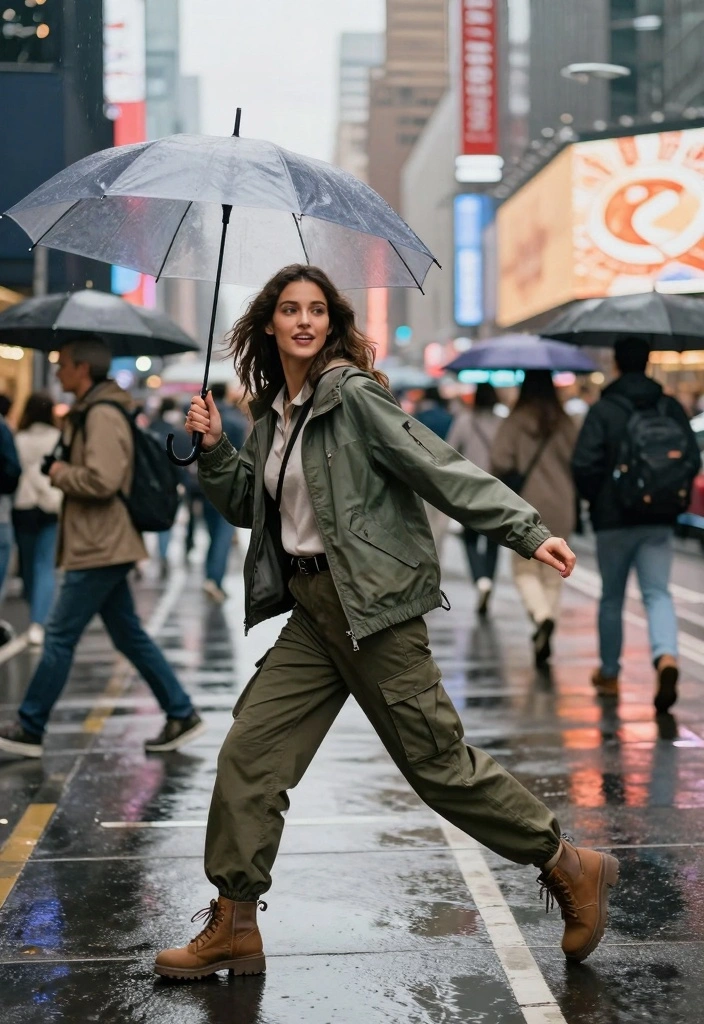 14 Rain Jacket Outfit Ideas for Women with Practical Style - 9. Urban Explorer Style 1