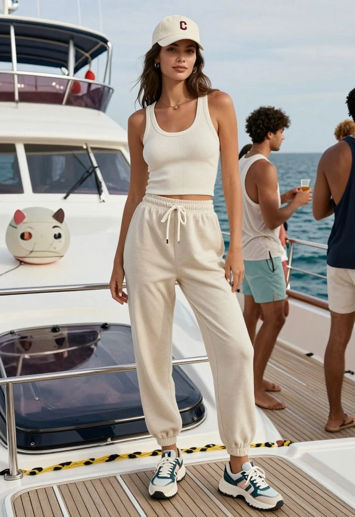 14 Yacht Party Outfit Ideas For Women With Coastal Style - 13. Comfortable Athleisure 1