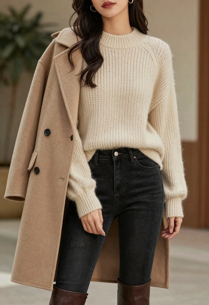 15 Black Jeans Outfit Ideas For Women With Sleek Style - 2. Layered Knitwear 1