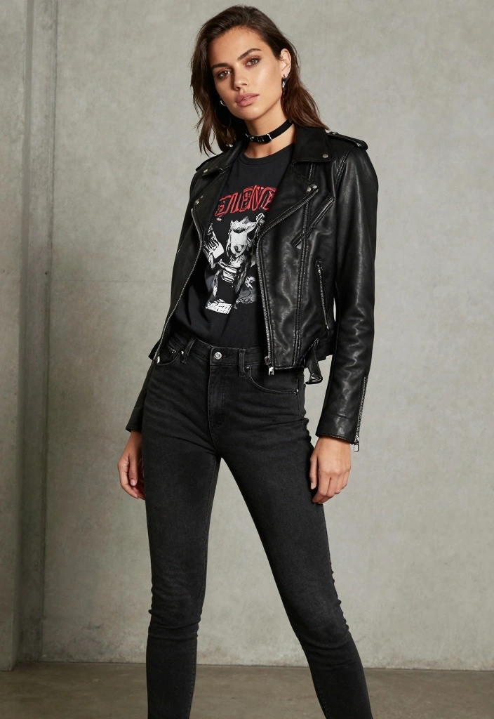 15 Black Jeans Outfit Ideas For Women With Sleek Style - 4. Edgy with a Leather Jacket 1
