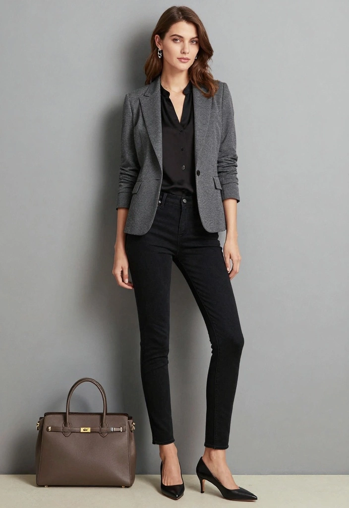 15 Black Jeans Outfit Ideas For Women With Sleek Style - 6. Professional Elegance with a Blazer 1