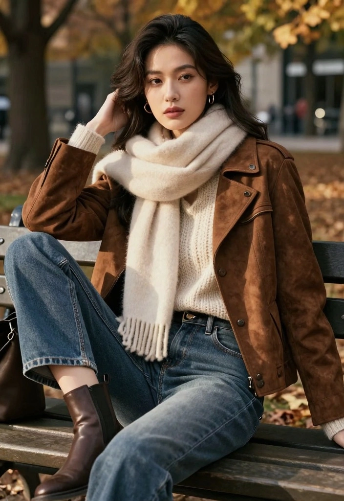 15 Brown Suede Jacket Outfit Ideas For Women With Luxe Texture - 1. Layered with Knitwear 1