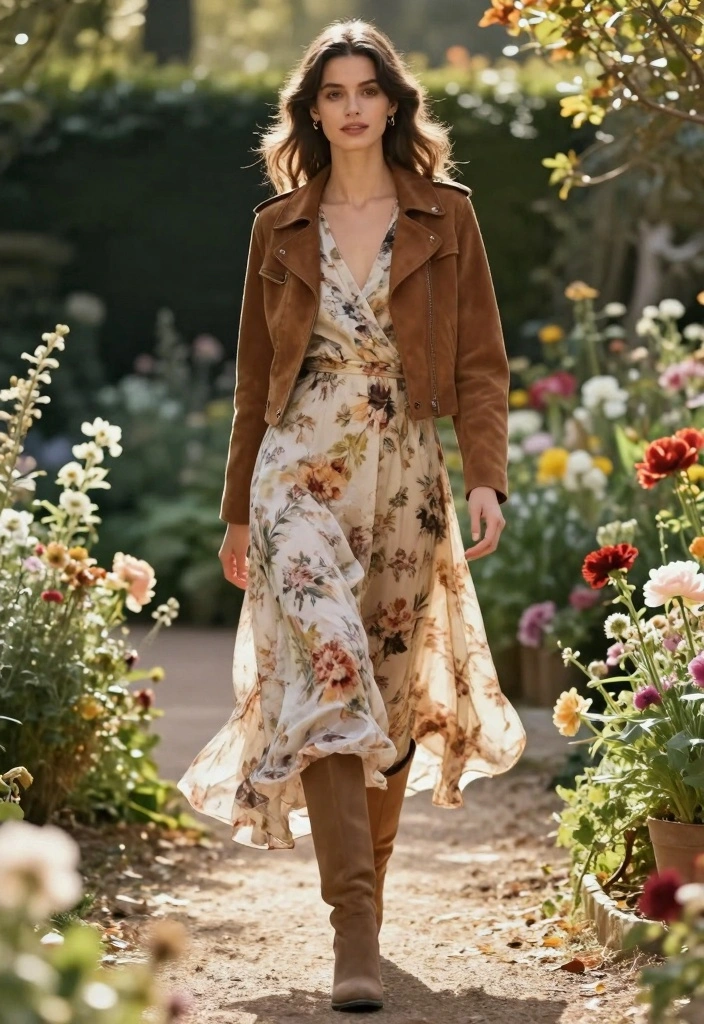 15 Brown Suede Jacket Outfit Ideas For Women With Luxe Texture - 3. Effortless Elegance with a Dress 1