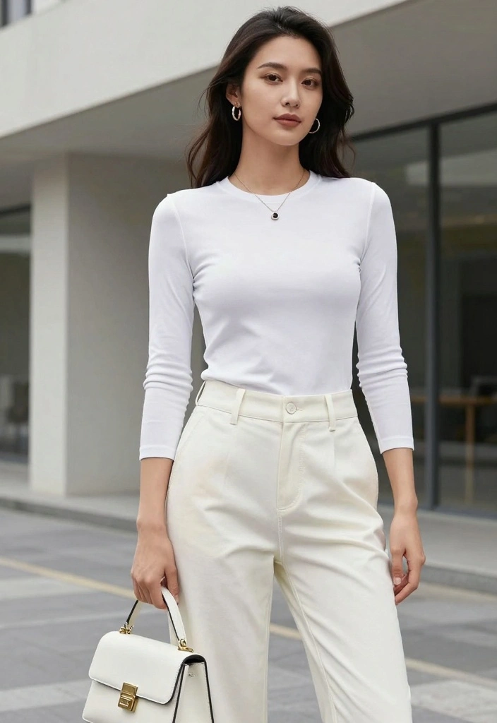 15 Chino Pants Outfit Ideas For Women With Clean Look - 10. Monochrome Outfit with Chinos 1