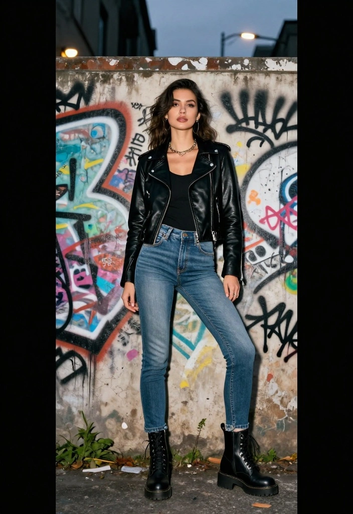 15 Fitted Jeans Outfit Ideas For Women That Flatter - 10. Edgy Look with Leather 1