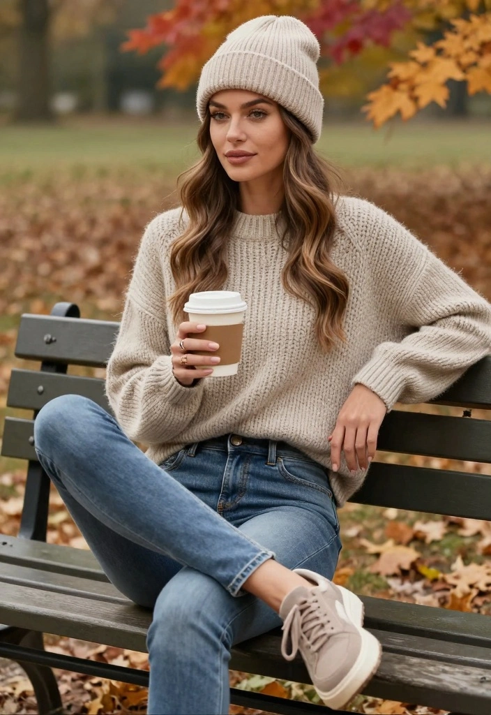 15 Fitted Jeans Outfit Ideas For Women That Flatter - 4. Casual Cool with a Chunky Sweater 1