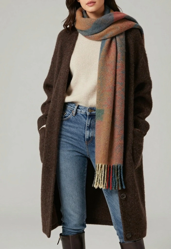 15 Jeans Party Outfit Ideas For Women With Chic Energy - 11. Layered Jeans with a Long Cardigan 1