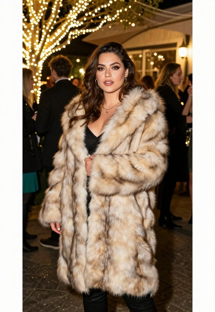 15 Sparkly Party Outfit Ideas For Women With Glam Mood - 7. Glamorous Outerwear to Elevate Your Look 1