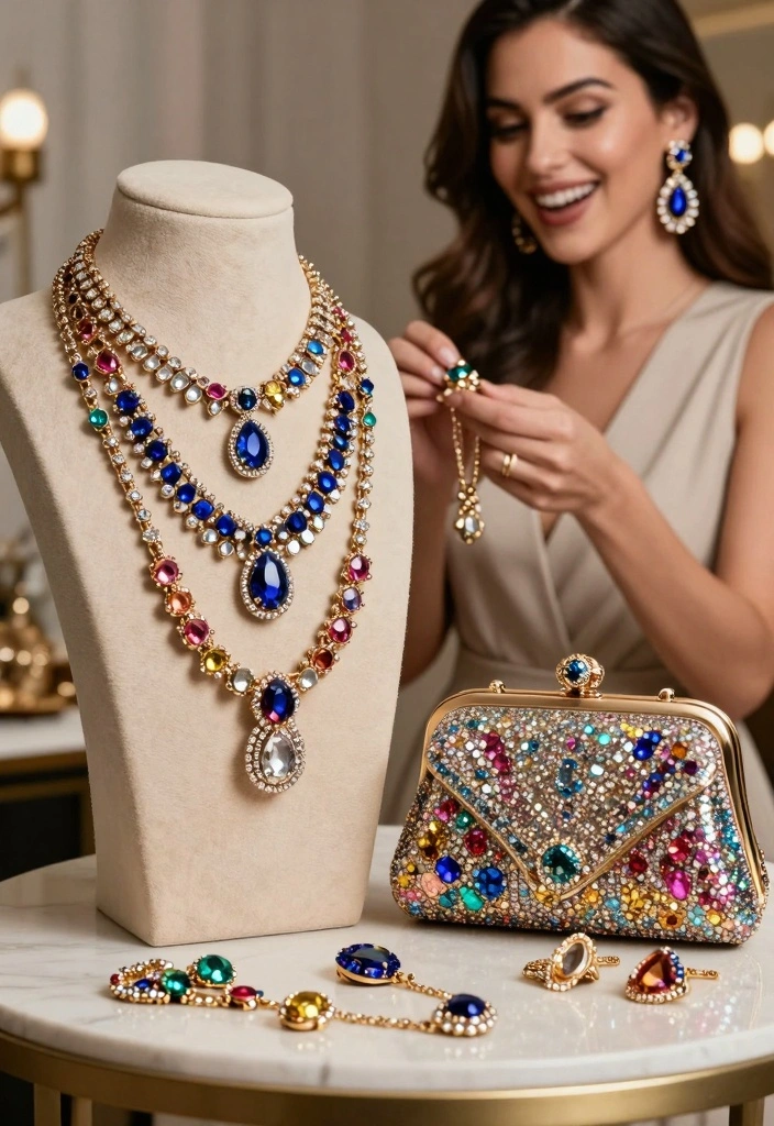 15 Sparkly Party Outfit Ideas For Women With Glam Mood - 8. Dazzling Accessories to Complete Your Ensemble 1