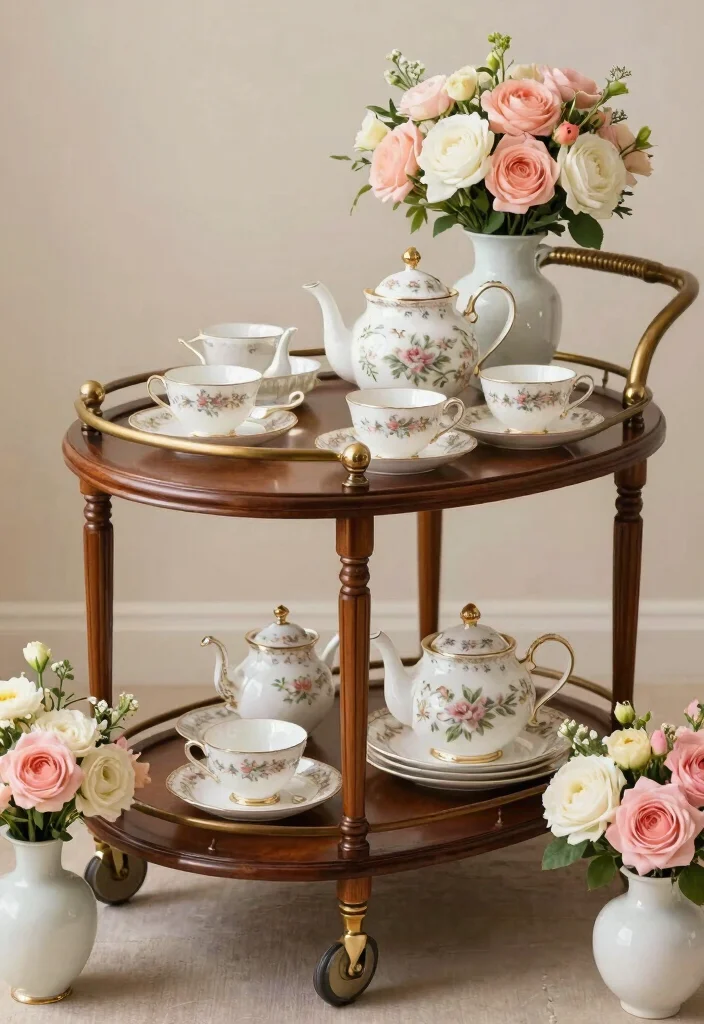 15 Tea Party Outfit Ideas For Women With Soft Elegance - 13. Vintage Tea Cart 1