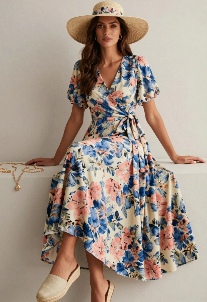 15 Tea Party Outfit Ideas For Women With Soft Elegance - 5. Tea-Length Wrap Dress 1