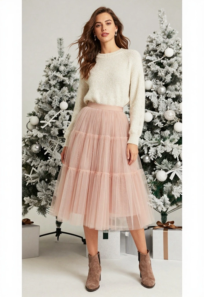 15 Winter Birthday Outfit Ideas For Women With Cozy Glam - 11. Tulle Skirt + Cozy Knit Top 1