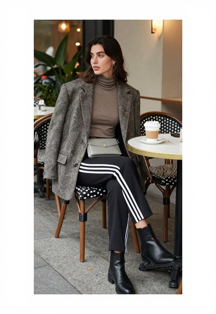 16 Adidas Track Pants Outfit Ideas For Women With Sporty Vibe - 14. Layering with Turtlenecks 1