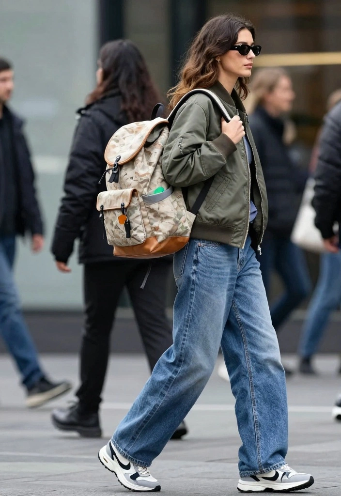 16 Baggy Blue Jeans Outfit Ideas For Women With Effortless Cool - 13. Sporty Chic with a Bomber Jacket 1