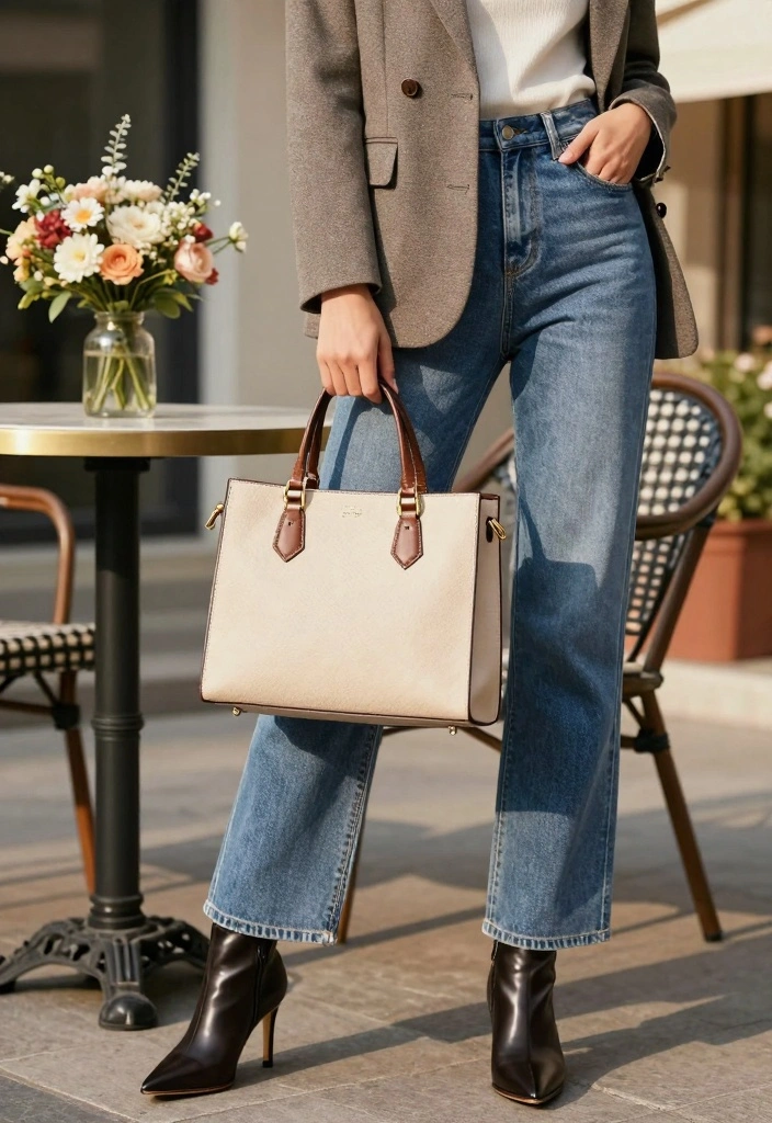 16 Baggy Blue Jeans Outfit Ideas For Women With Effortless Cool - 2. Chic Blazer and Heels 1