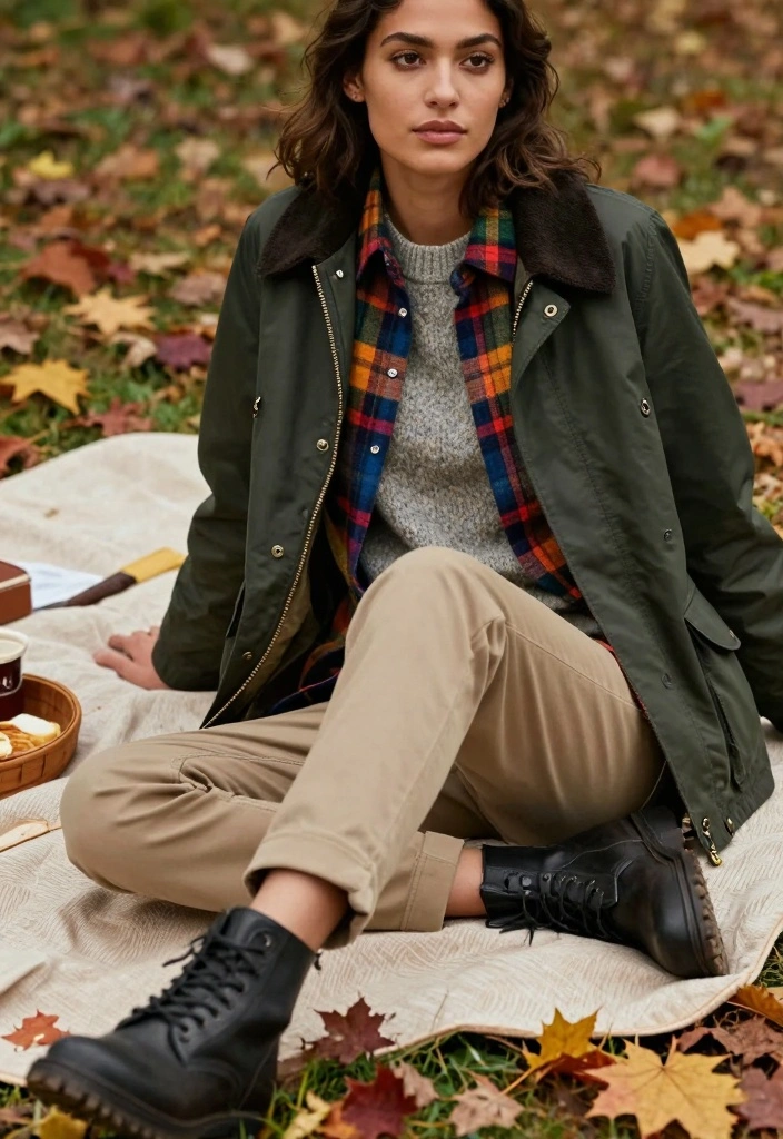 16 Barbour Jacket Outfit Ideas For Women With Classic Charm - 6. Fall Layering 1