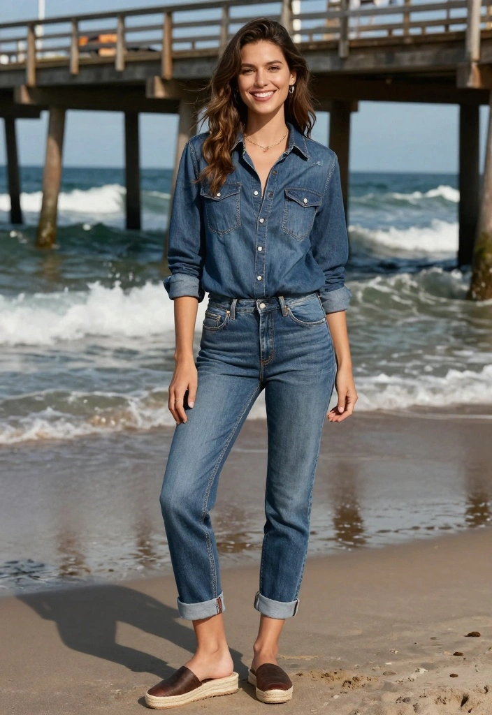 16 Cuffed Jeans Outfit Ideas For Women With Casual Style - 8. Denim Shirt and Espadrilles 1