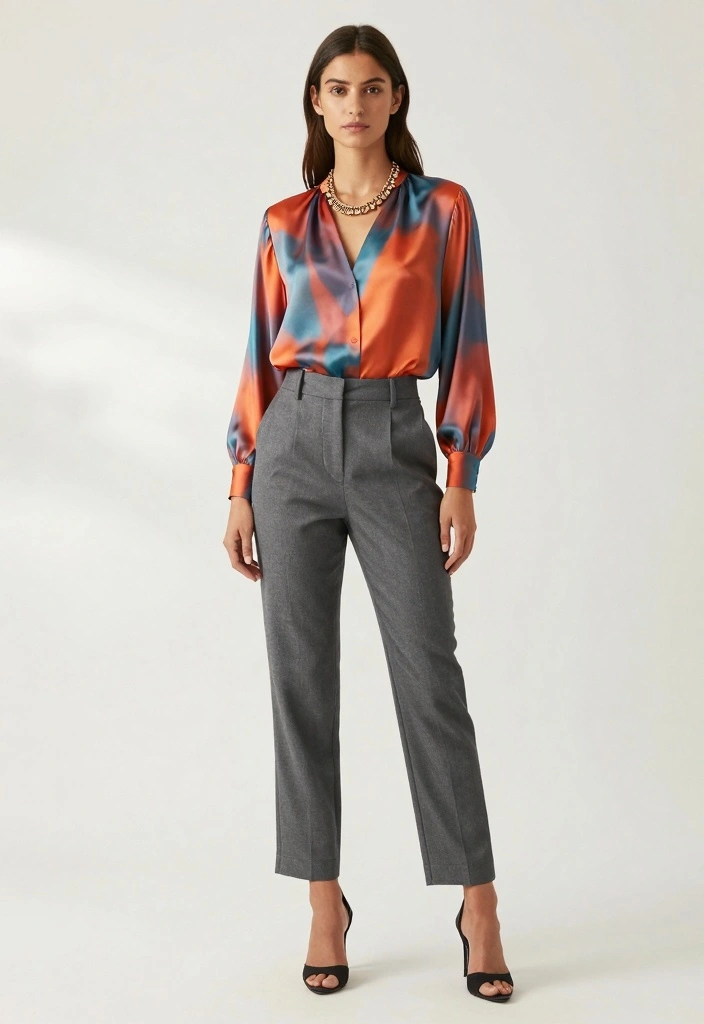 16 Elegant Party Outfit Ideas For Women For Special Events - 9. Tailored Trousers and Blouse Combo 1